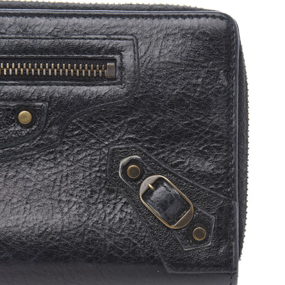 Balenciaga Agneau Classic Silver Hardware Continental Zip Around Wallet Black 8 of 8