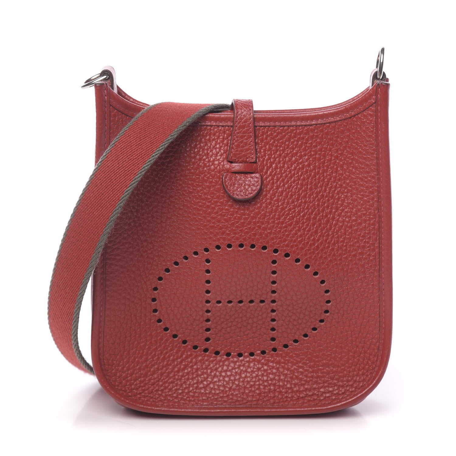 Hermes Taurillon Clemence Amazone Evelyne TPM Rouge Casaque Etain 1 of 12