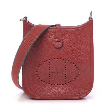 Hermes Taurillon Clemence Amazone Evelyne TPM Rouge Casaque Etain 1 of 12