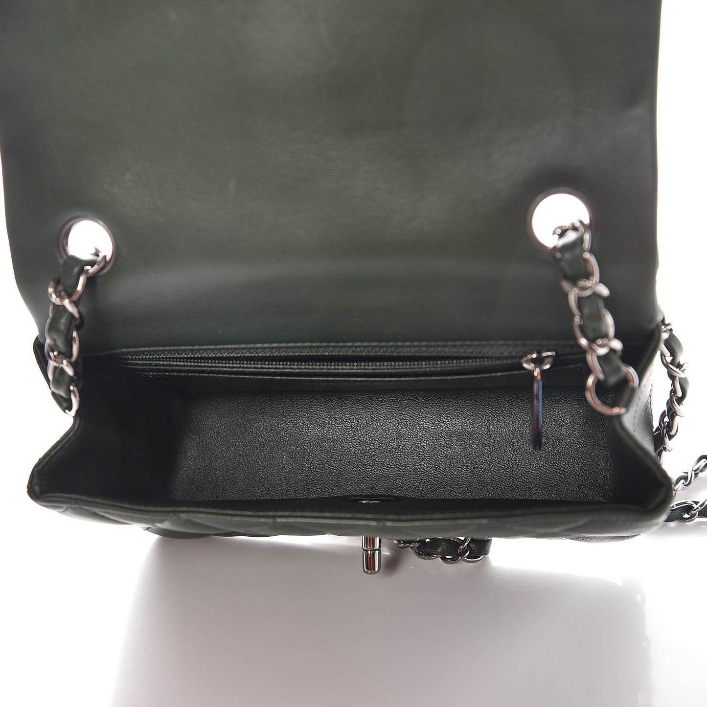 Lambskin Quilted Mini Rectangular Flap Green