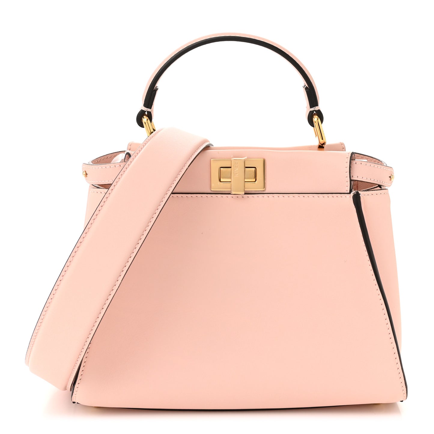 Vitello Seta Canvas FF Embroidered Mini Peekaboo Iconic Satchel Rosa Confetto