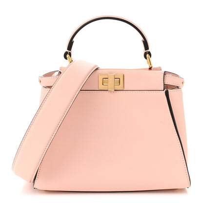 Fendi Vitello Seta Canvas FF Embroidered Mini Peekaboo Iconic Satchel Rosa Confetto 1 of 11