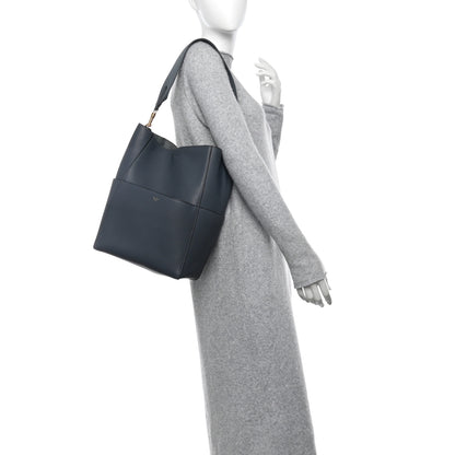 Celine Soft Grained Calfskin Sangle Bucket Bag Petrol 2 of 9