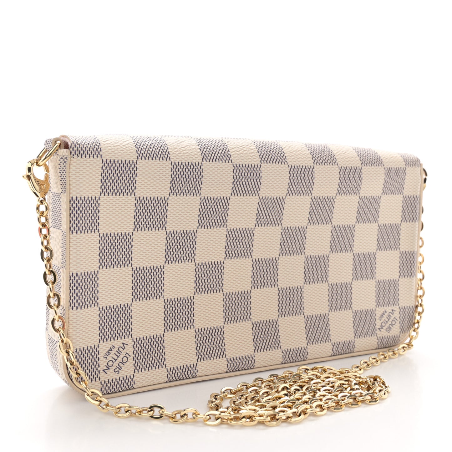 Damier Azur Pochette Felicie Chain Wallet Rose Ballerine