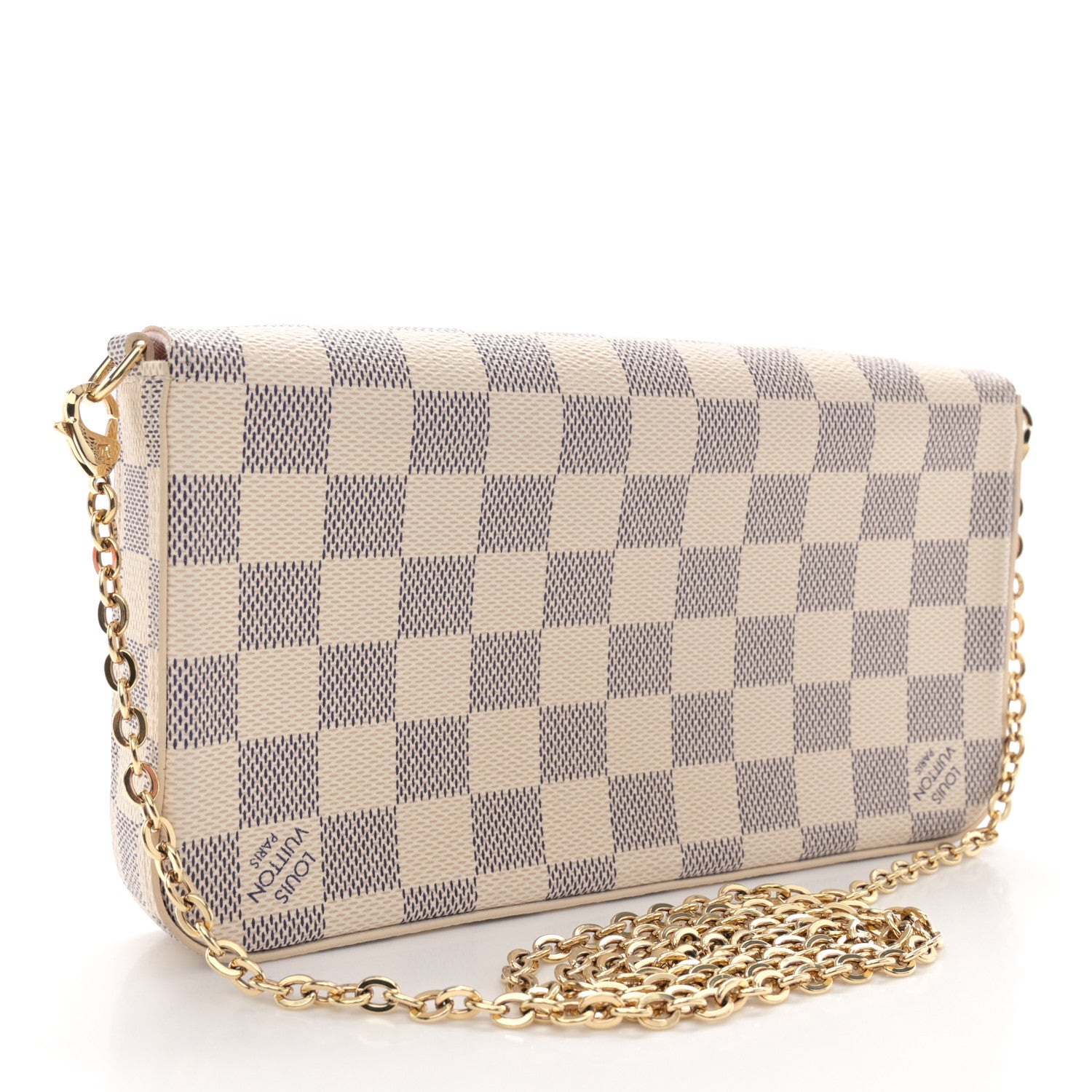 Louis Vuitton Damier Azur Pochette Felicie Chain Wallet Rose Ballerine 3 of 10