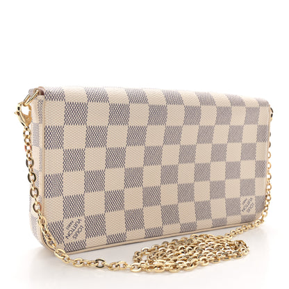 Louis Vuitton Damier Azur Pochette Felicie Chain Wallet Rose Ballerine 3 of 10
