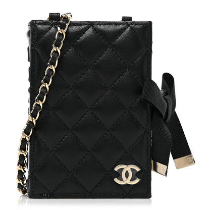 Chanel Lambskin Quilted Book Card Holder on Chain Black 1 of 10