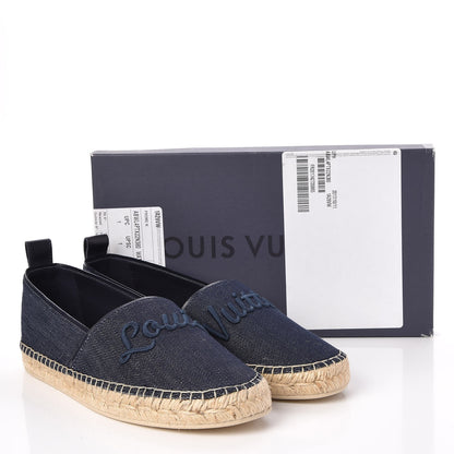 Louis Vuitton Canvas Waterfall Espadrille Flats 38 Marine 10 of 10