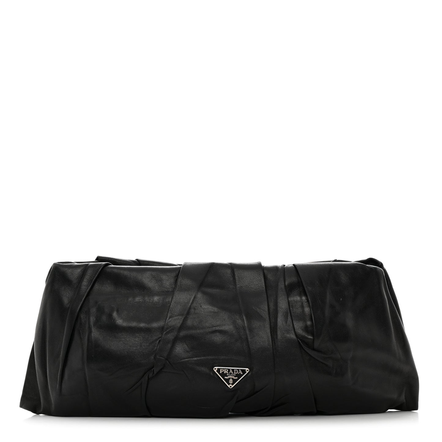 Nappa Pleated Clutch Black