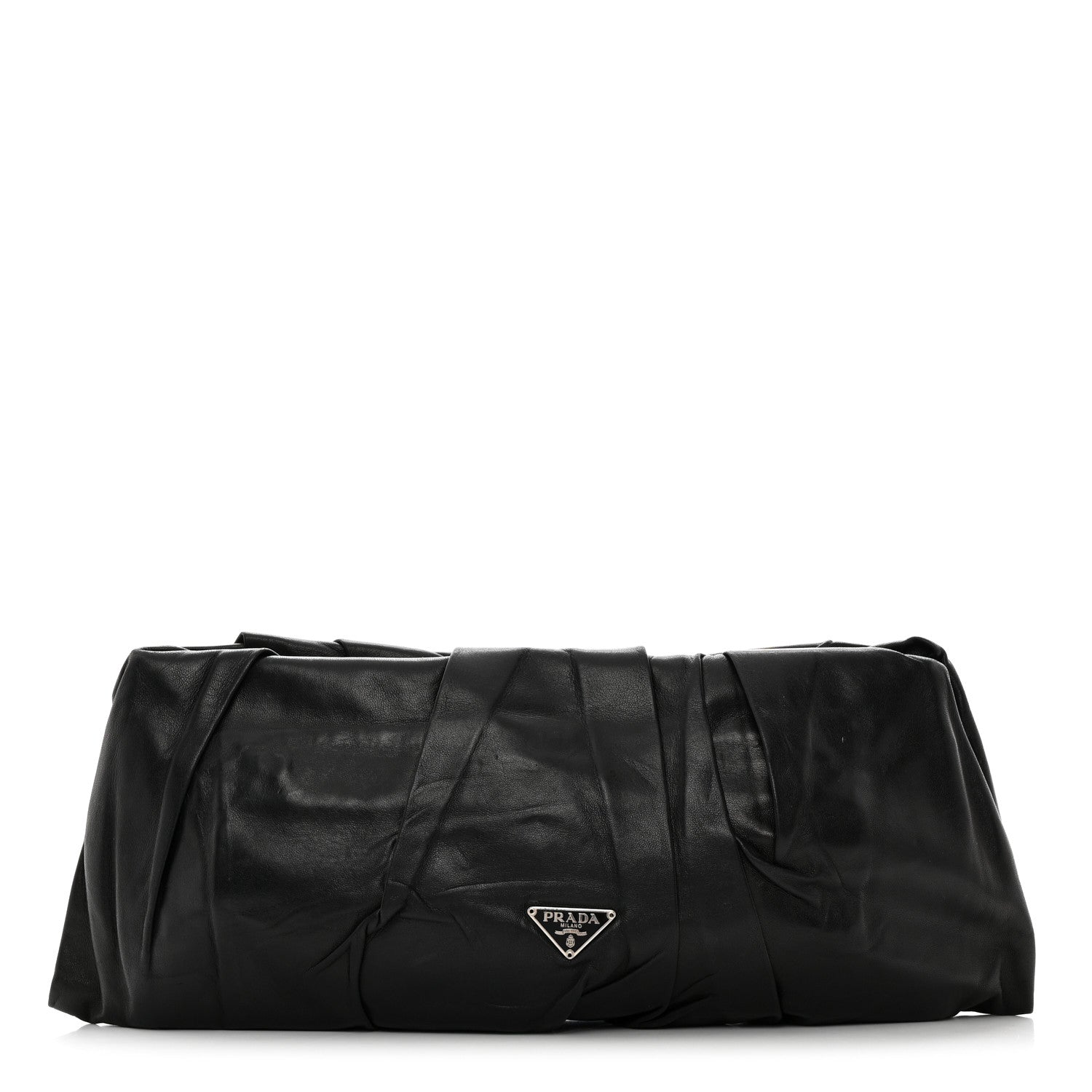 Prada Nappa Pleated Clutch Black 1 of 8