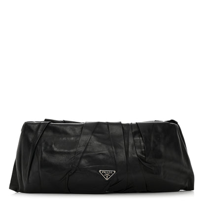 Prada Nappa Pleated Clutch Black 1 of 8
