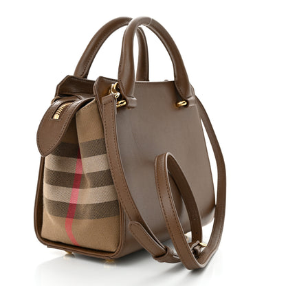 Burberry Calfskin Mega Check Mini Banwell Tote Earth 3 of 10