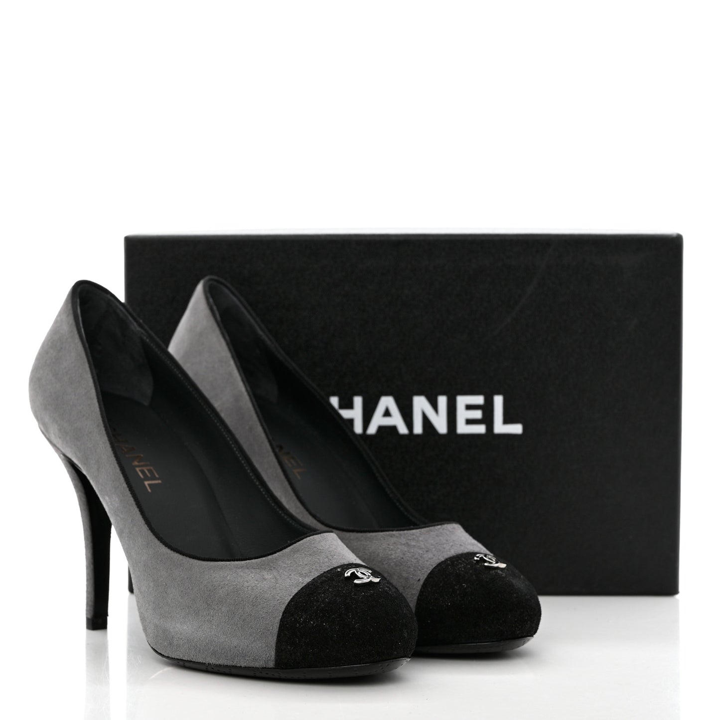 Suede Cap Toe Pumps 40 Grey Black