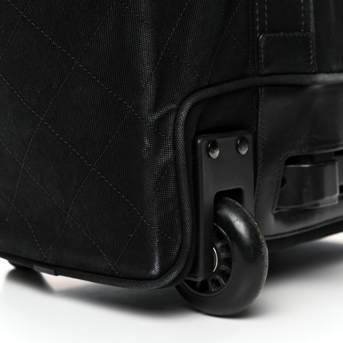 Washed Toile Calfskin Quilted Trolley Black