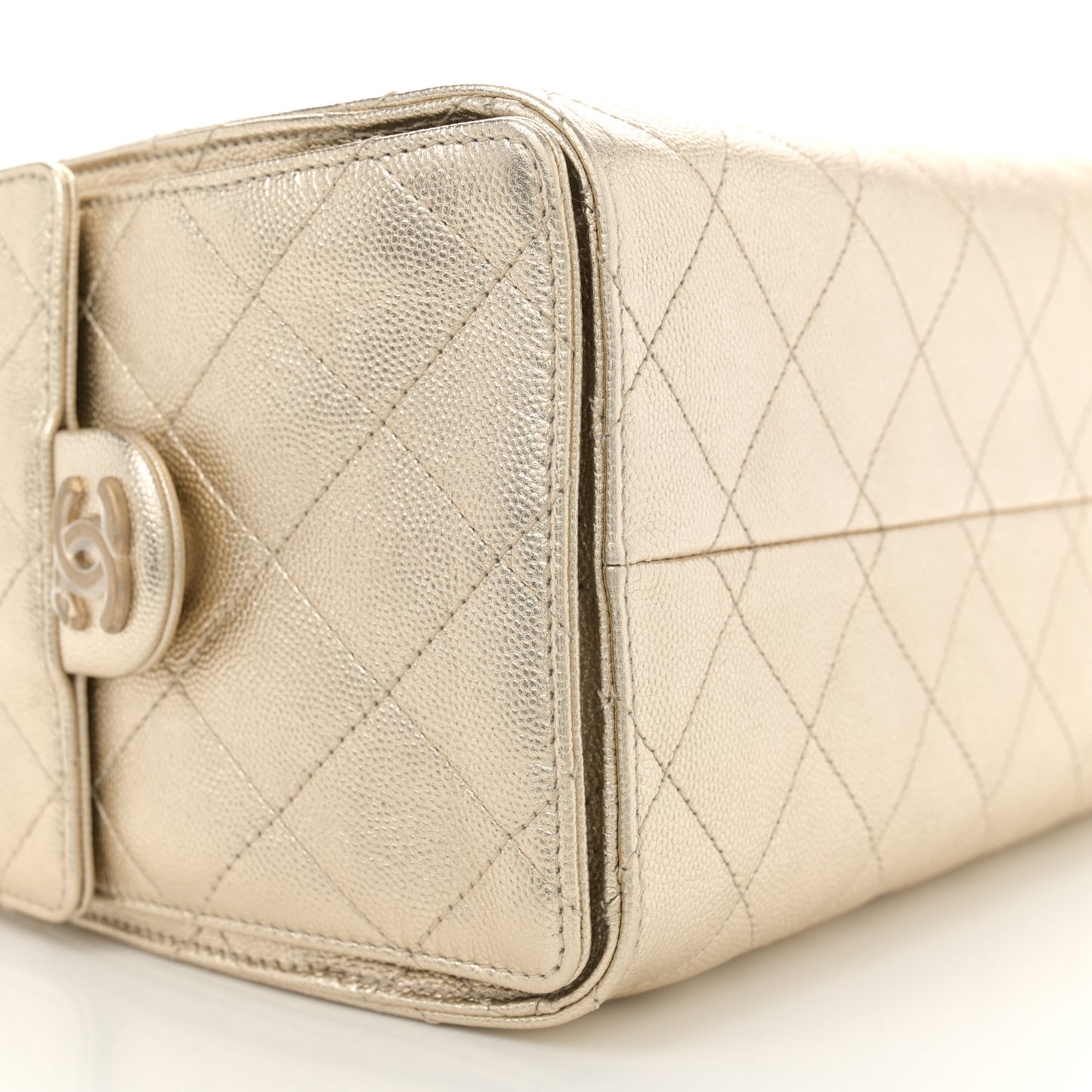 Metallic Caviar Quilted Small Chanel 25 Handbag Gold