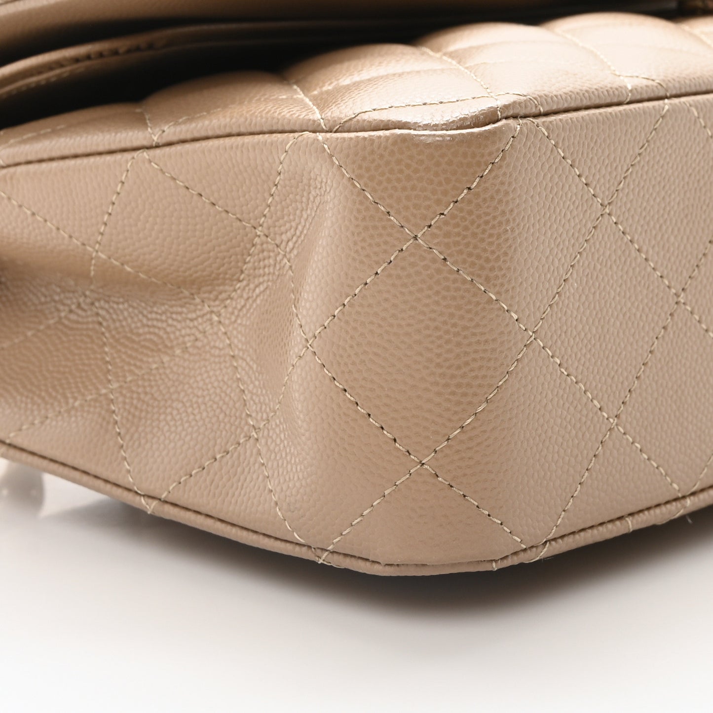 Caviar Quilted Medium Double Flap Dark Beige