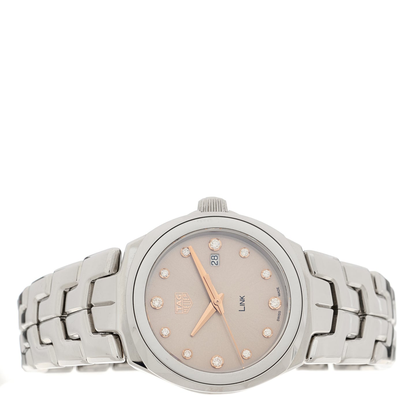 Stainless Steel Diamond 32mm Link Lady Quartz Watch Champagne WBC131E