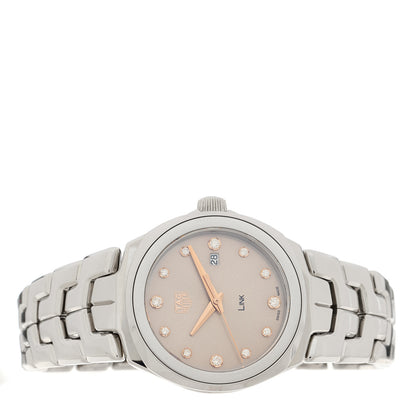 Tag Heuer Stainless Steel Diamond 32mm Link Lady Quartz Watch Champagne WBC131E 3 of 5