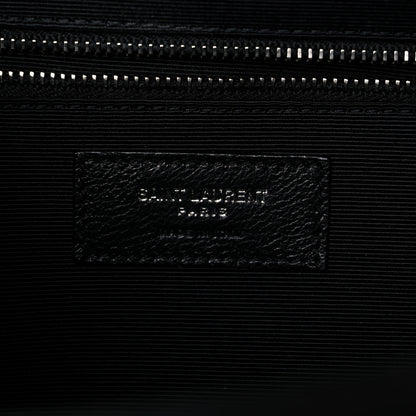 Saint Laurent Grain De Poudre Textured Mixed Matelasse Large Triquilt Monogram Satchel Black 6 of 12