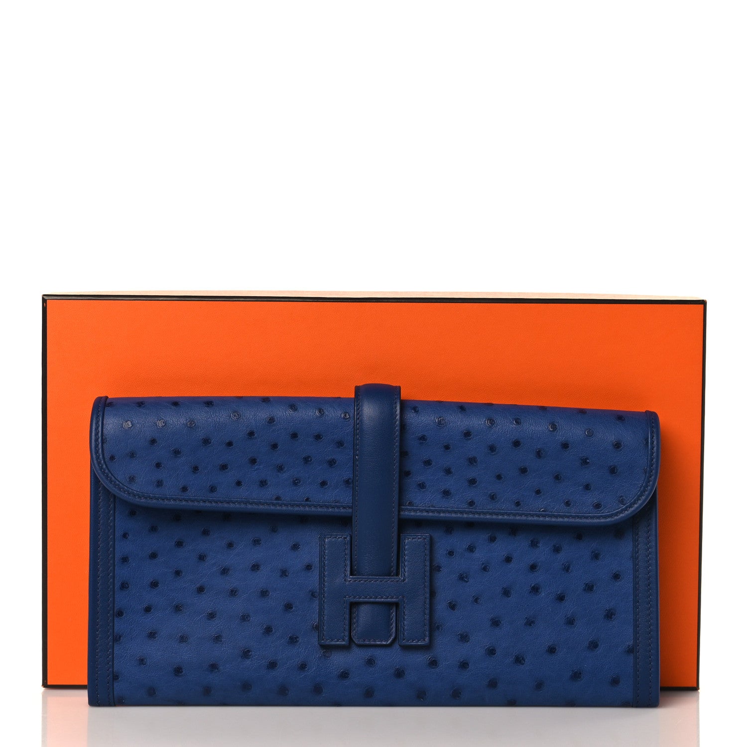 Hermes Ostrich Swift Jige Elan 29 Clutch Bleu Saphir 8 of 8