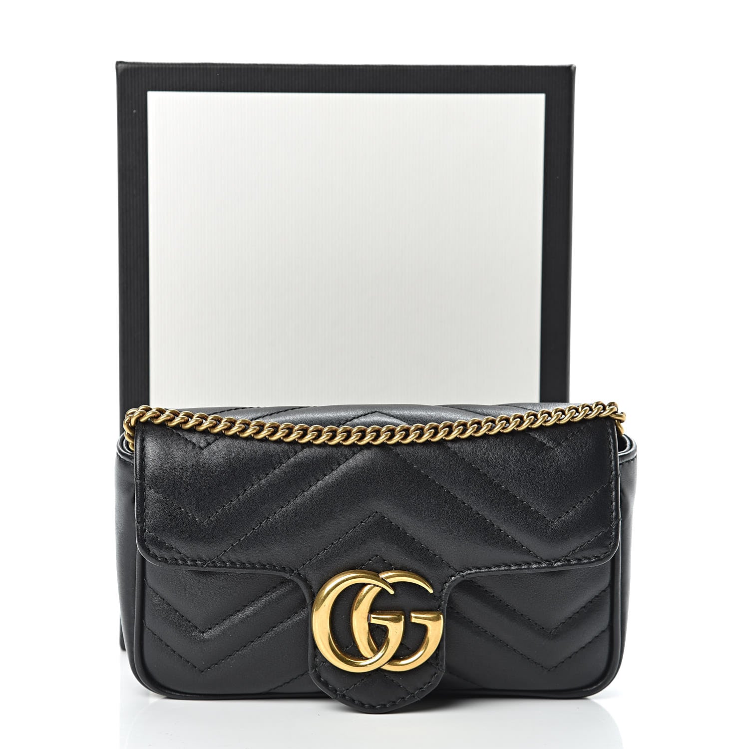 Gucci Calfskin Matelasse Super Mini GG Marmont Shoulder Bag Black 13 of 13