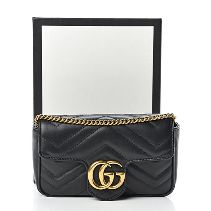Gucci Calfskin Matelasse Super Mini GG Marmont Shoulder Bag Black 13 of 13