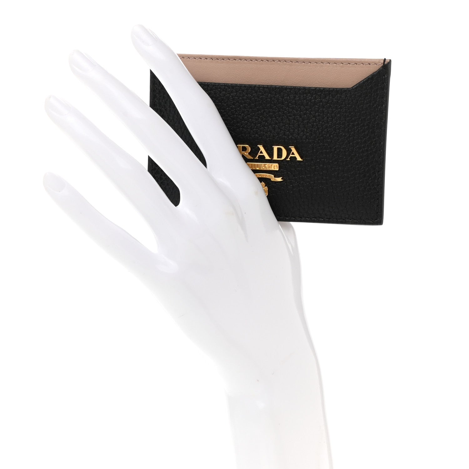 Prada Daino Colour Card Holder Black Cammeo 2 of 7