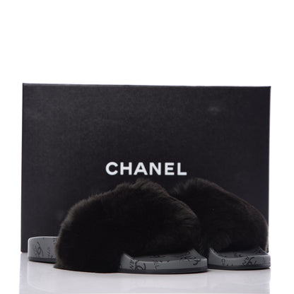 Chanel Orylag Fur Flat Sandals 37 Dark Grey 8 of 8