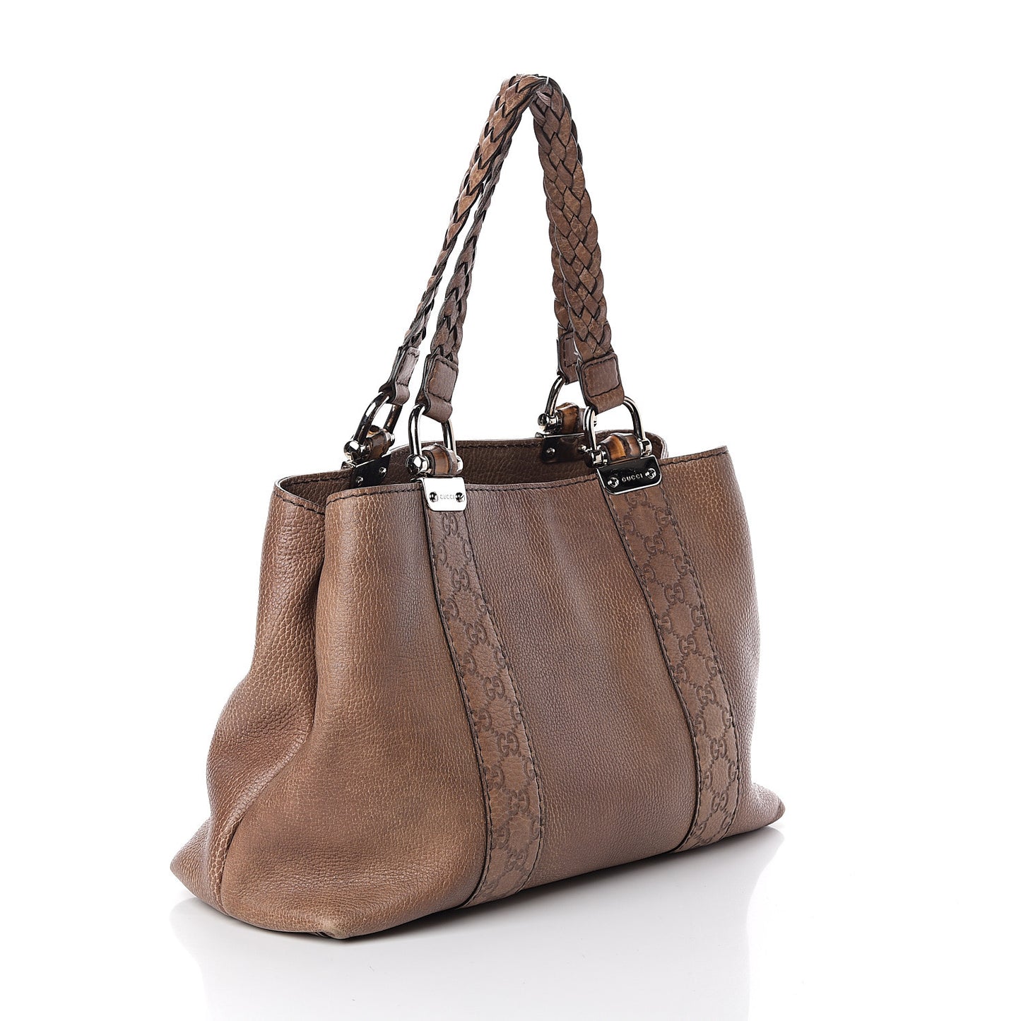 Calfskin Medium Bamboo Bar Tote Bag Brown