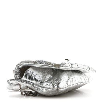 Mulberry Metallic Crinkled Nappa Pillow Quilted Tiny Softie Bag Silver 4 of 9