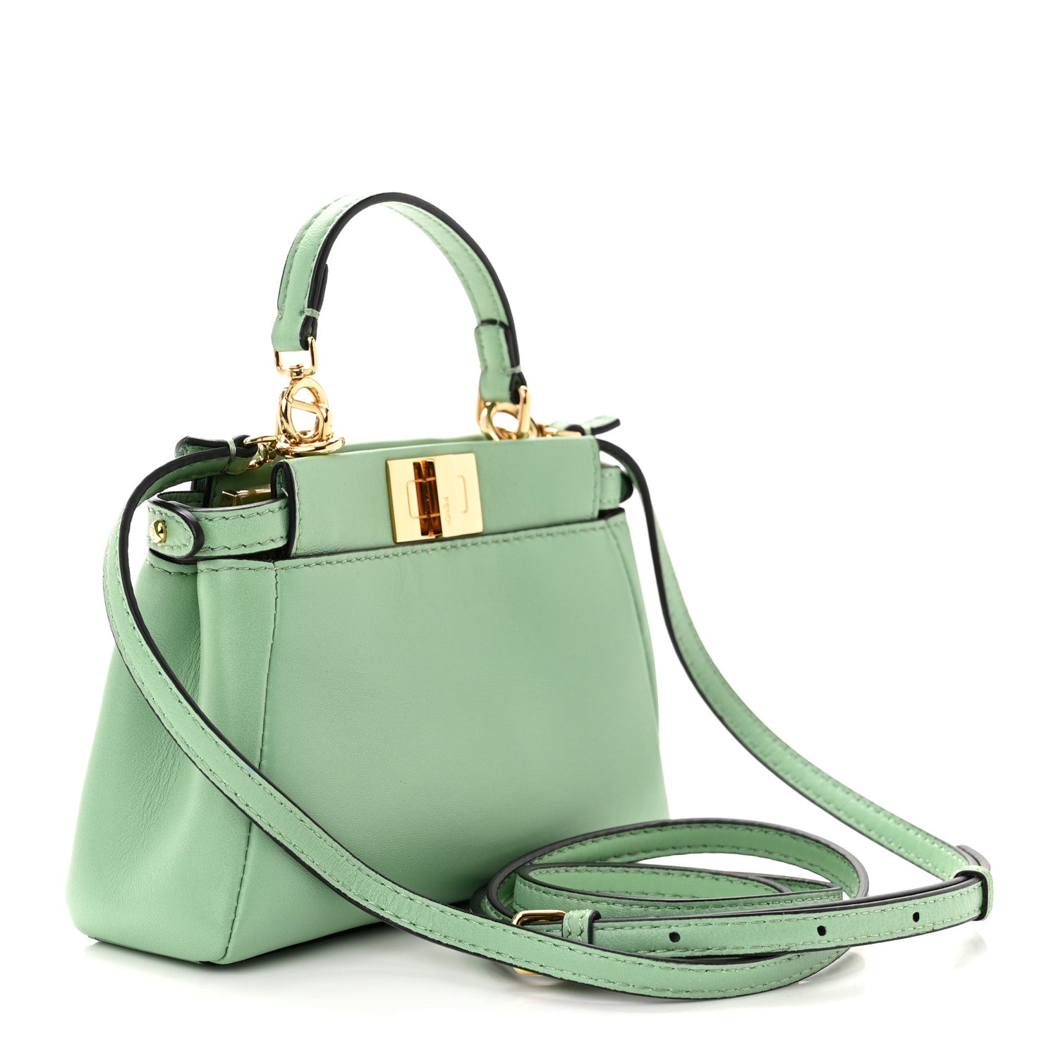 Fendi Shiny Nappa Micro Peekaboo Iconic Satchel Verde Acqua 3 of 11