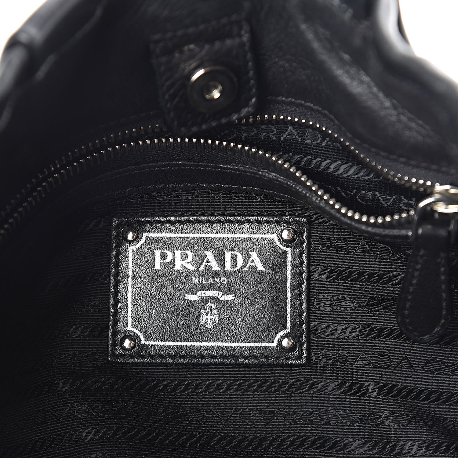 Prada Soft Calfskin Pleated Hobo Black 6 of 9