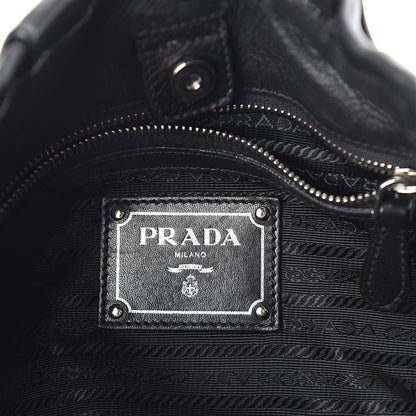 Prada Soft Calfskin Pleated Hobo Black 6 of 9