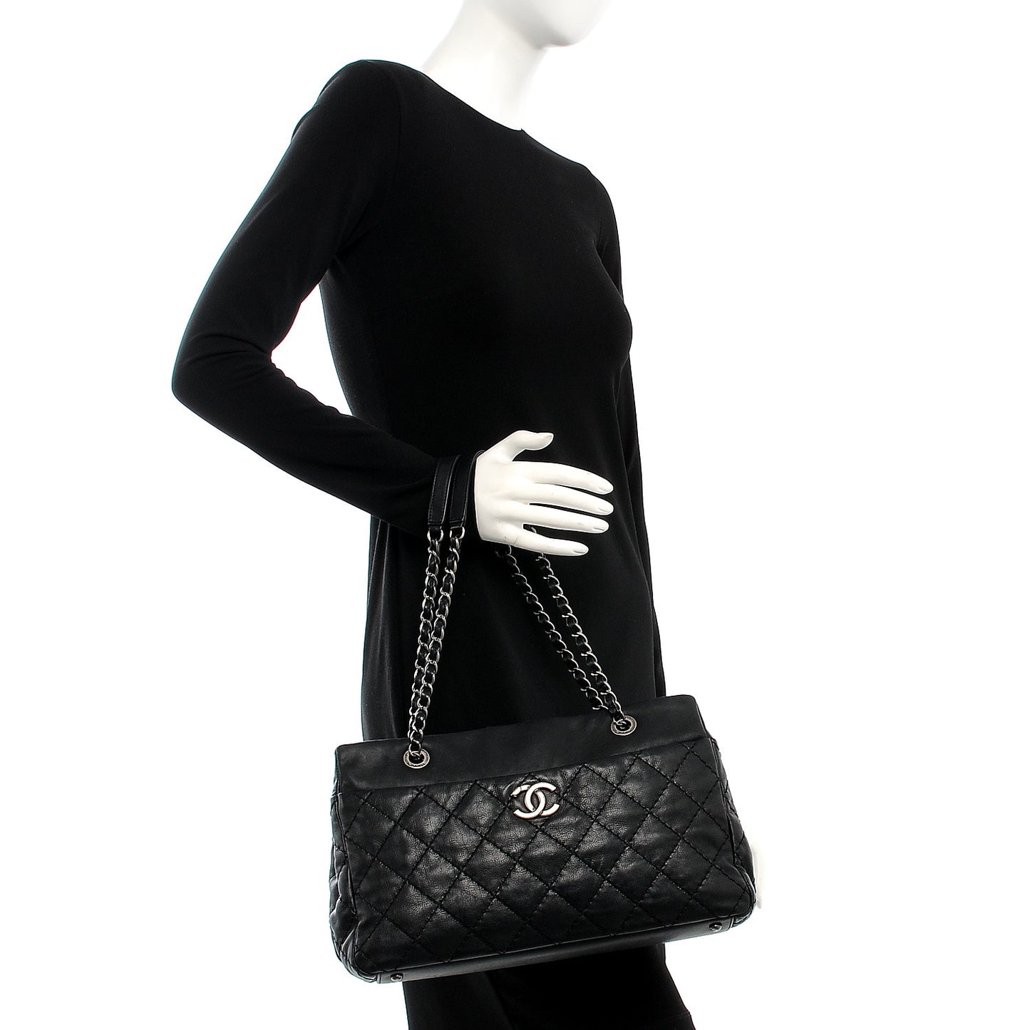 Calfskin Medium Stitch It Tote Black