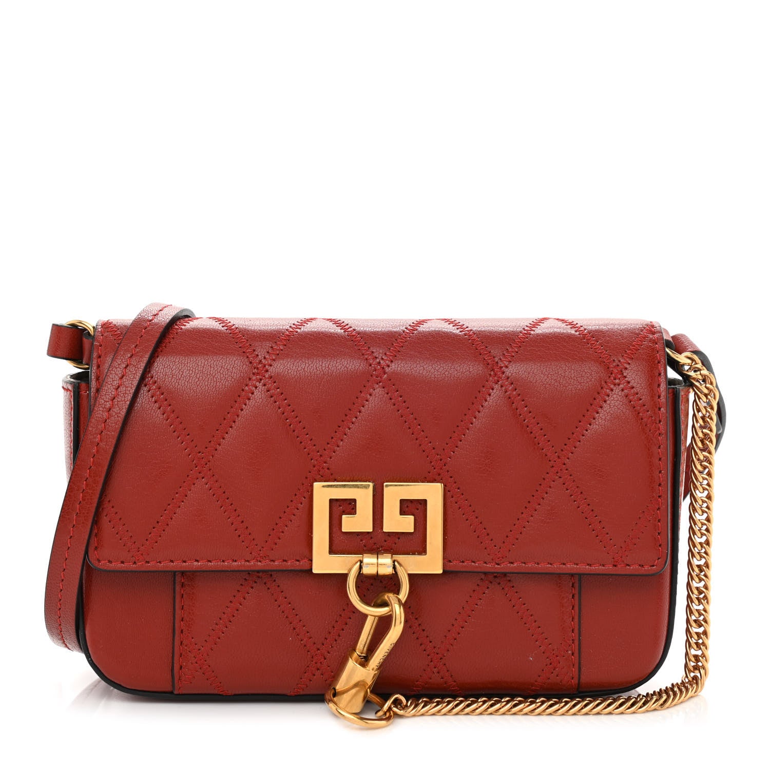 Givenchy Goatskin Quilted GV3 Mini Pocket Convertible Bag Terracotta 1 of 7