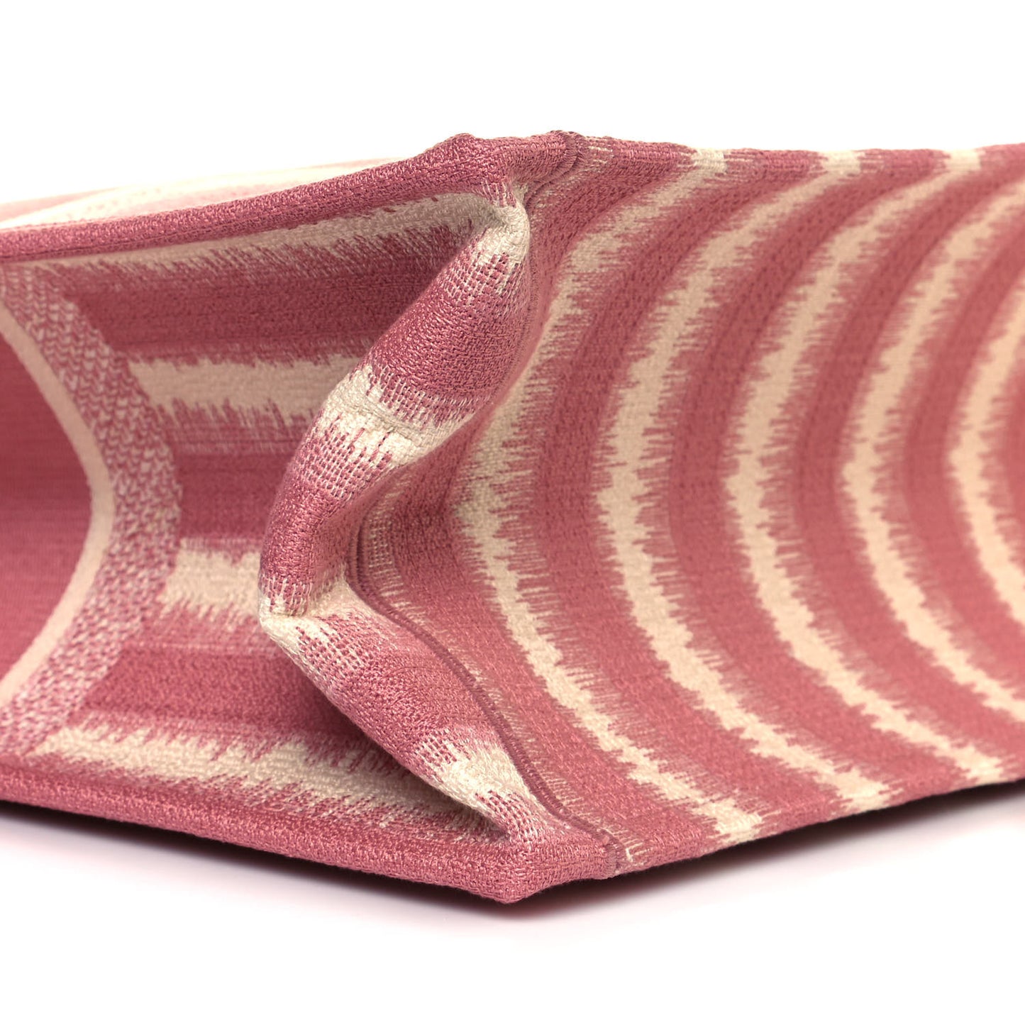 Canvas Embroidered Large Striped Book Tote Pink