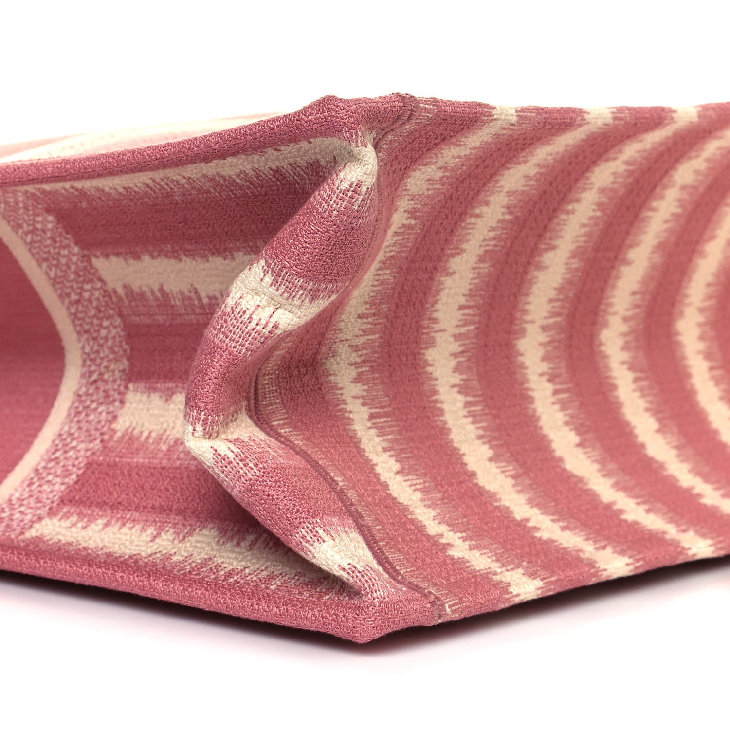 Christian Dior Canvas Embroidered Large Striped Book Tote Pink 8 of 10