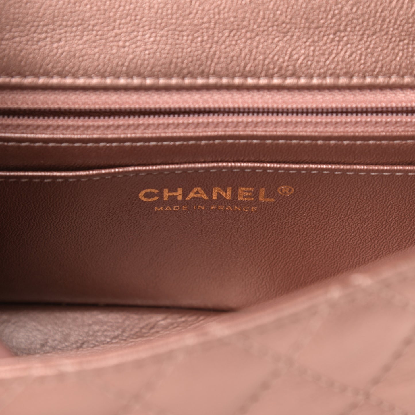 Metallic Grained Calfskin Quilted 2.55 Reissue Mini Flap Copper Pink