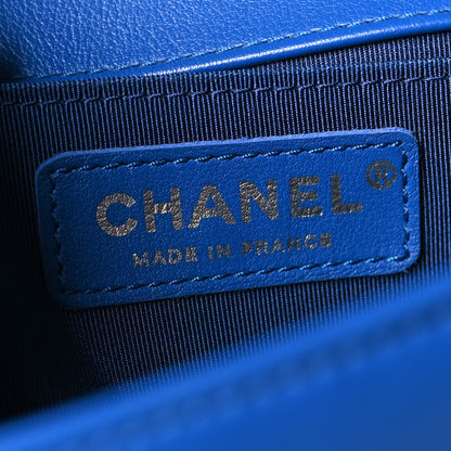 Chanel Calfskin Chevron Quilted Medium Boy Flap Bright Blue 6 of 10
