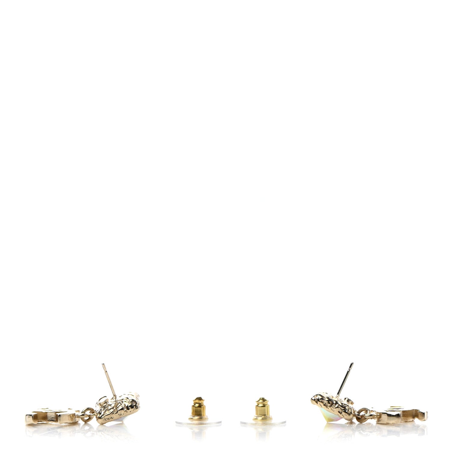Chanel Iridescent Baguette Crystal CC Drop Earrings Gold 3 of 5