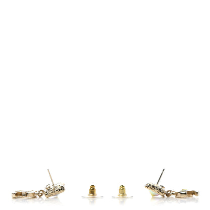 Chanel Iridescent Baguette Crystal CC Drop Earrings Gold 3 of 5