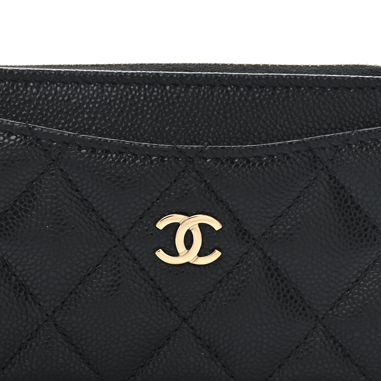 Caviar Quilted CC Zip Around Card Holder Black