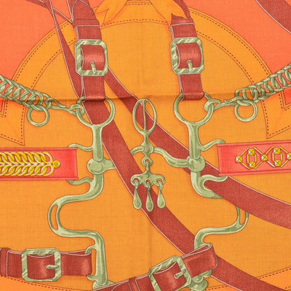 Hermes Cashmere Silk La Promenade Du Matin Shawl 140 Orange Naturel Ocre 4 of 7