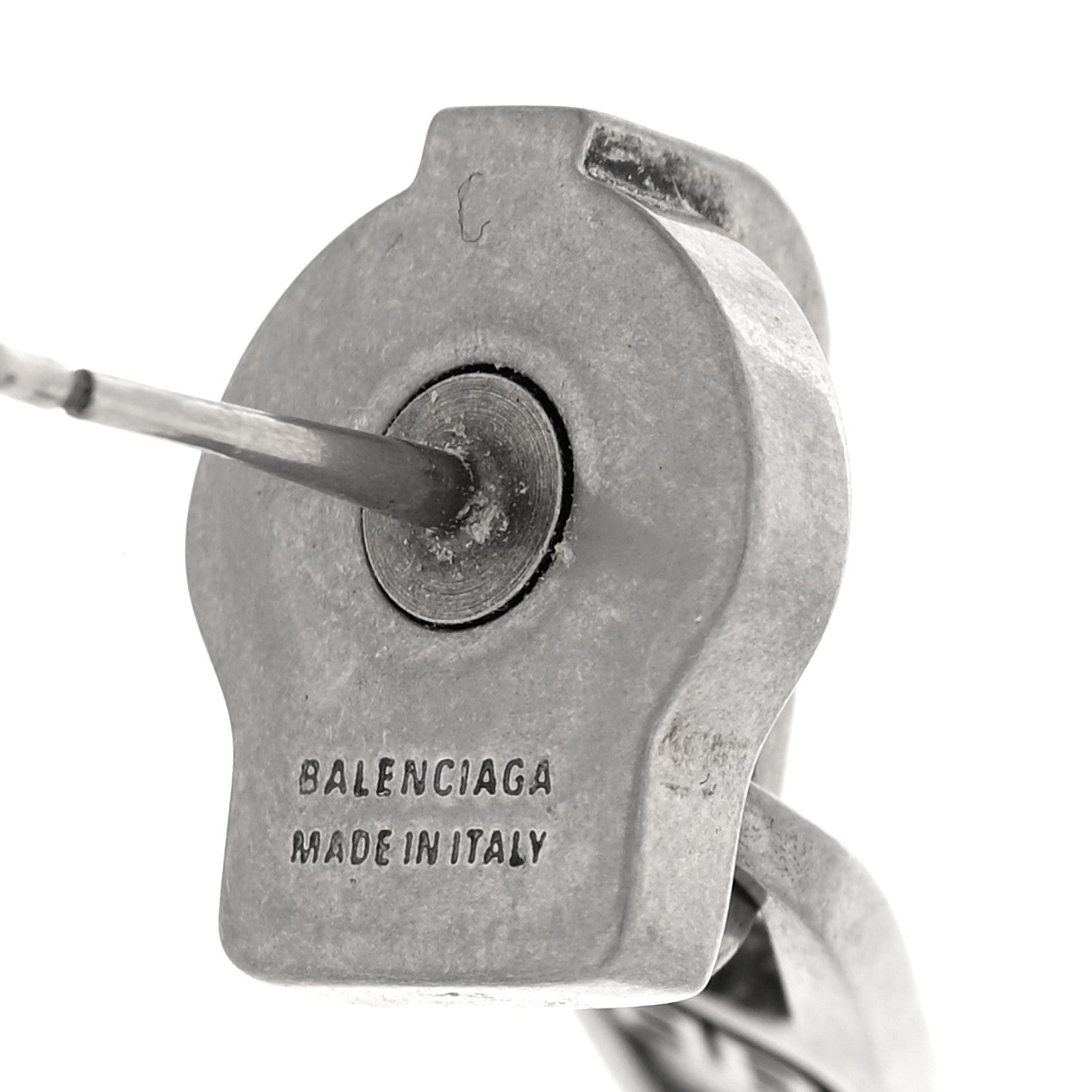 Balenciaga Metal Zip Up Earrings Silver 4 of 4