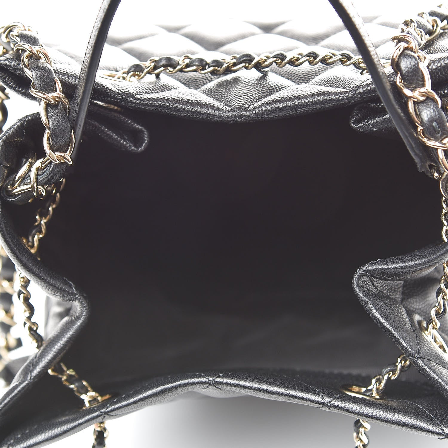 Chanel Caviar Quilted Large Rolled Up Bucket Drawstring Bag Black 5 of 11