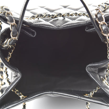 Chanel Caviar Quilted Large Rolled Up Bucket Drawstring Bag Black 5 of 11