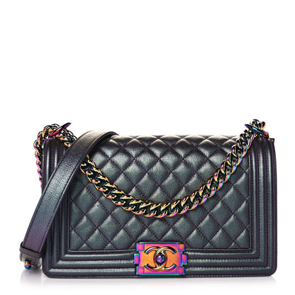 Chanel Iridescent Goatskin Quilted Medium Boy Flap Purple 1 of 12
