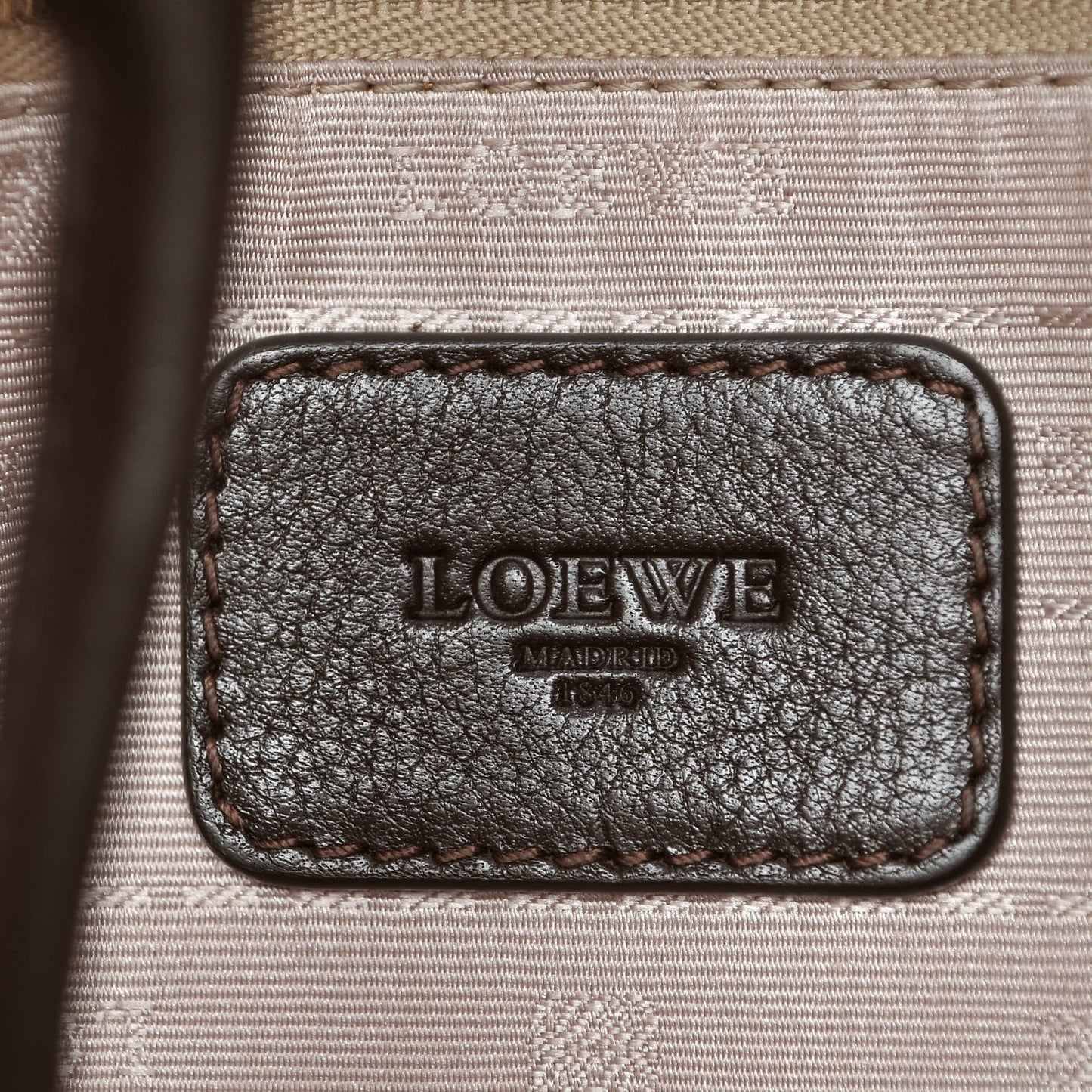 Calfskin Embossed Logo Shopper Tote Brown