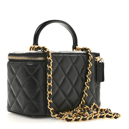 Chanel Lambskin Quilted Small Top Handle Vanity Case With Chain Black 3 of 11