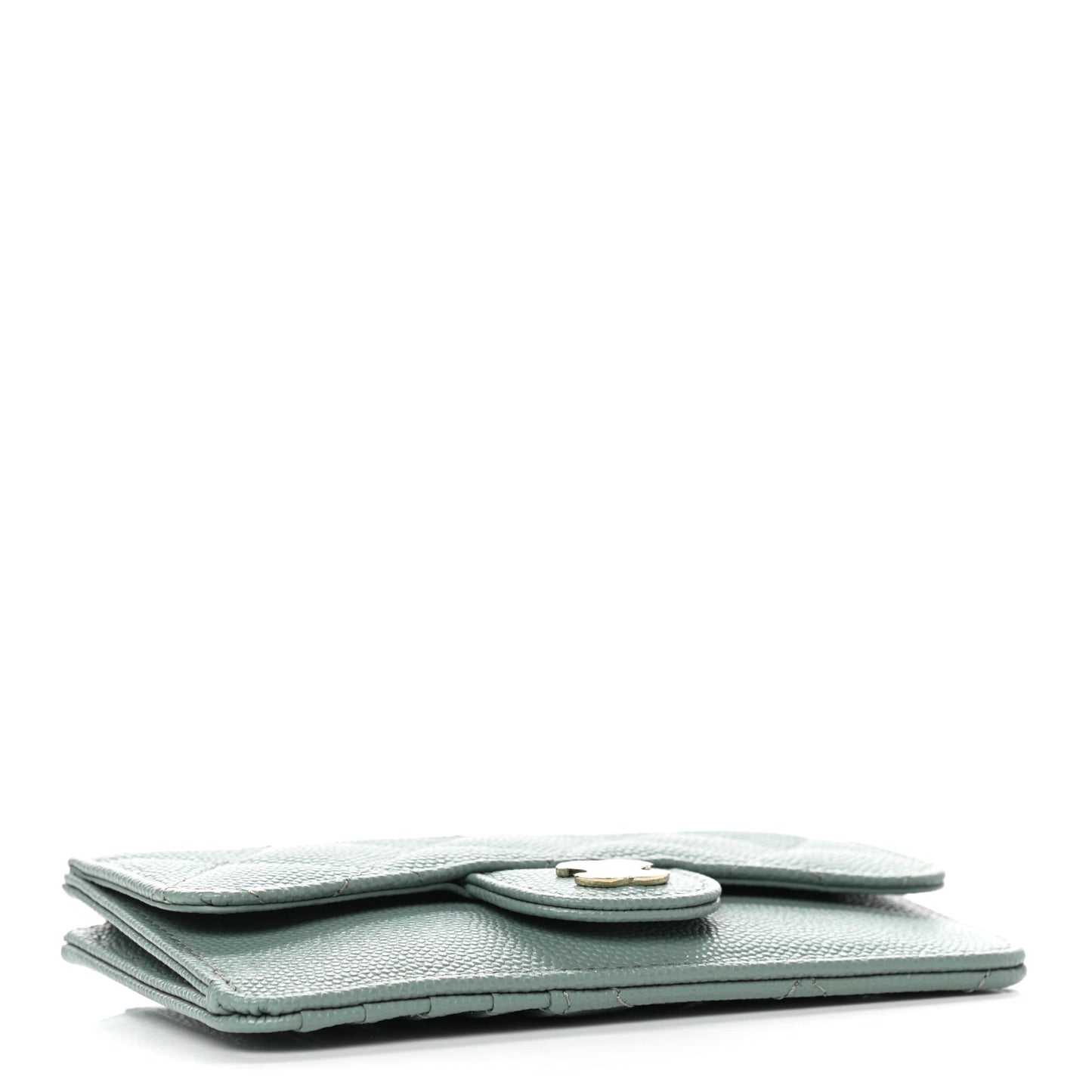 Caviar Quilted Flap Zip Card Holder Dark Green
